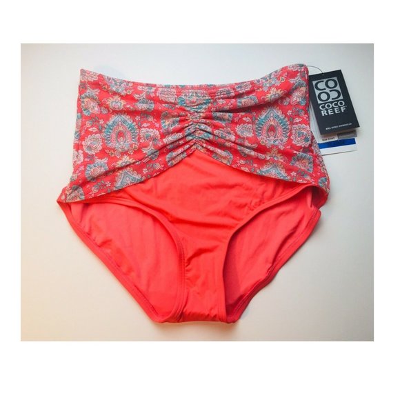 COCO REEF Printed High-Waist Women's Bikini Bottoms, Tangerine Size: L - Picture 5 of 5